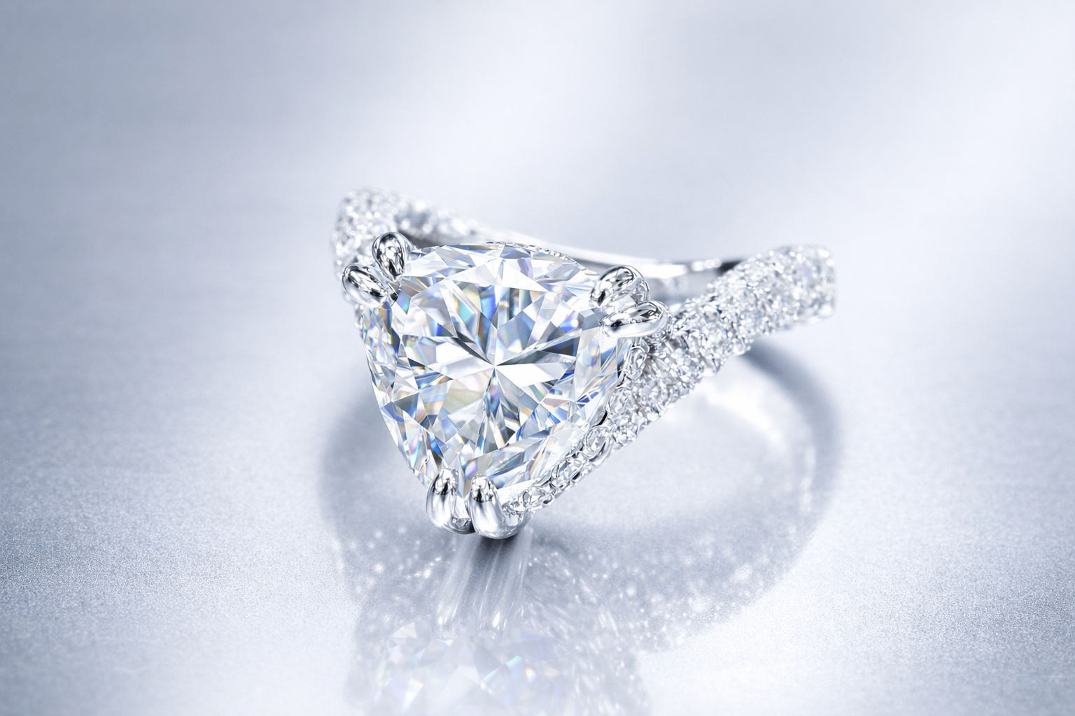 18K White Gold Trillion Lab Diamond Engagement Ring .png