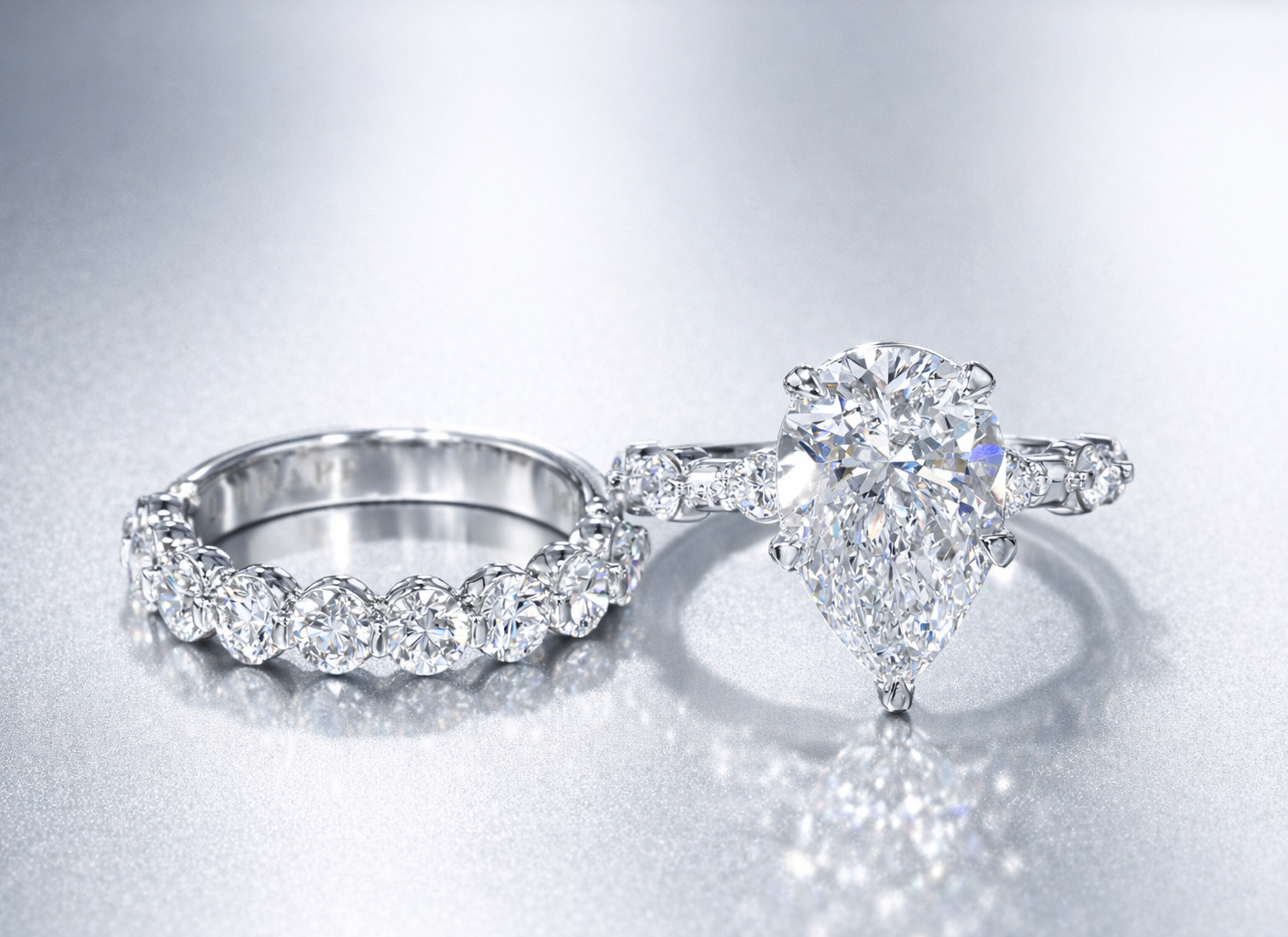Pear Shape Lab Diamond Engagement Ring Set.png