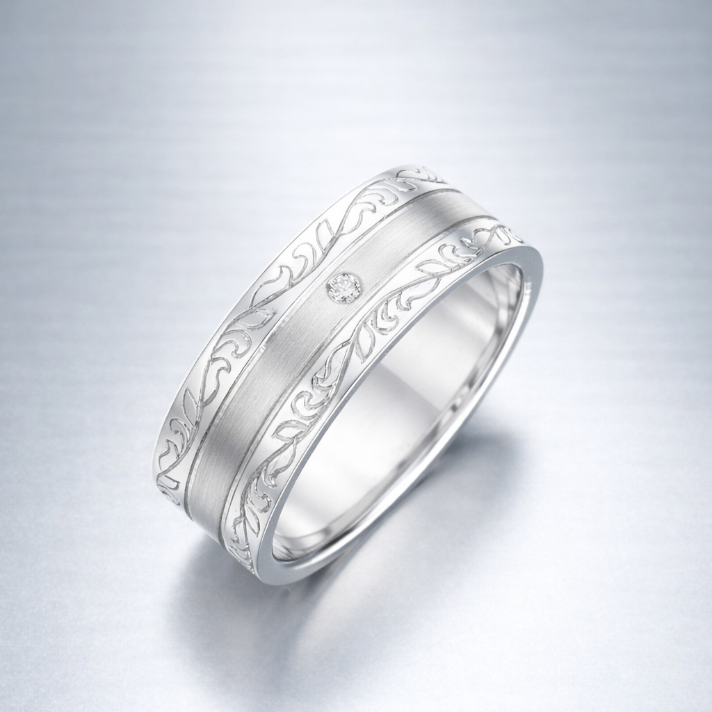 Men's Engraved Band 14k white gold .png