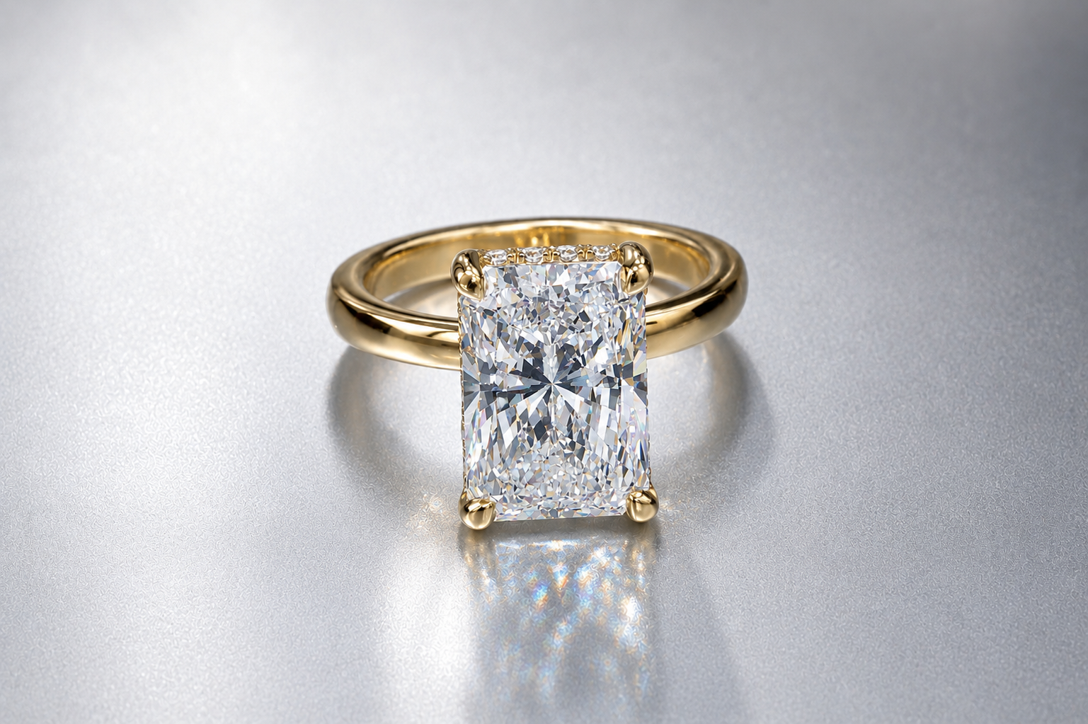 14K Yellow Radiant diamond ring Hidden Halo Front.png