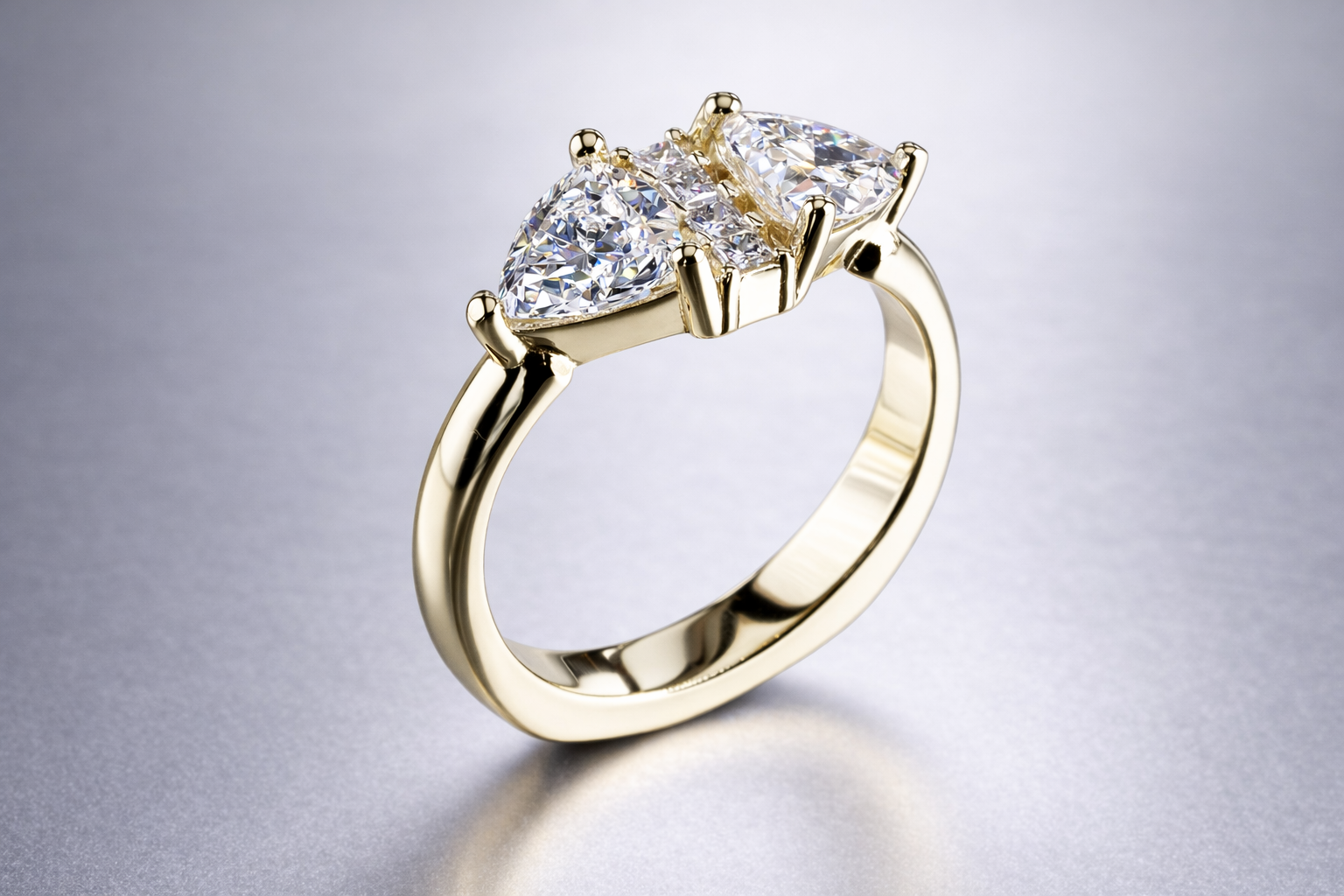 18K Double Triangle and princess cut diamond Engagement Ring in Scottsdale