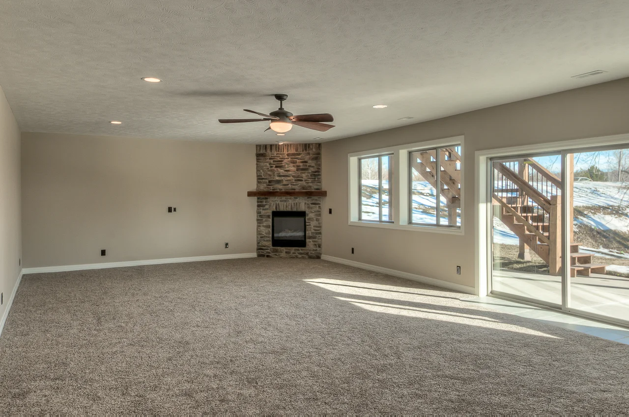 Lower level fireplace