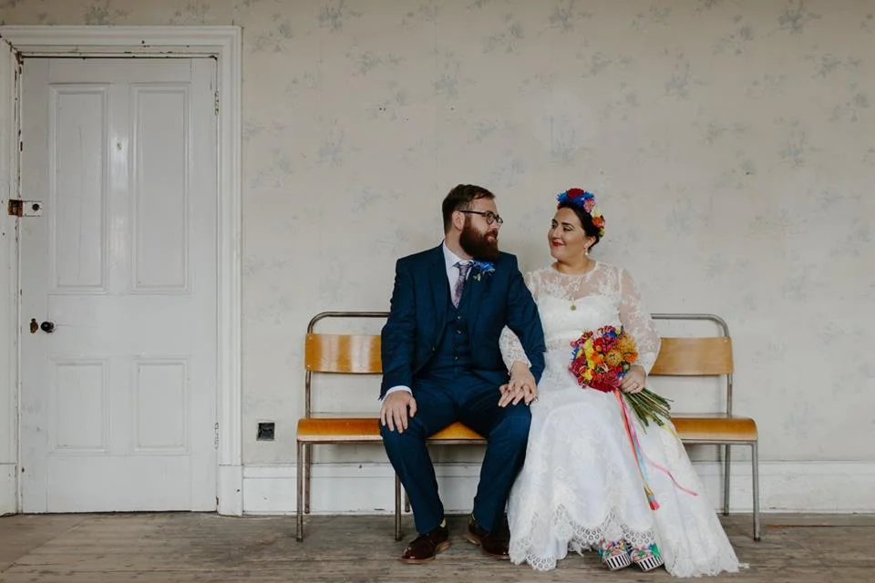 Mexican style white wedding dress