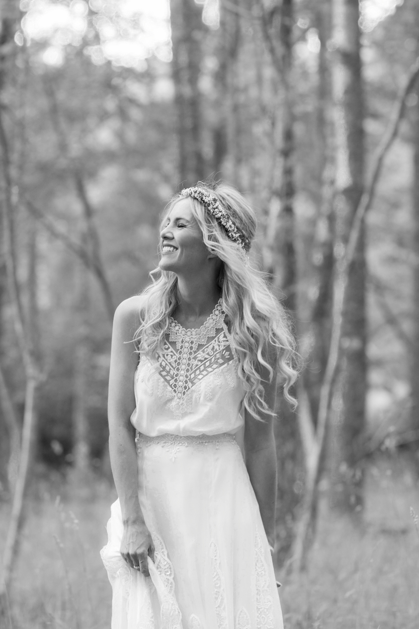boho lace embroidery halter wedding dress