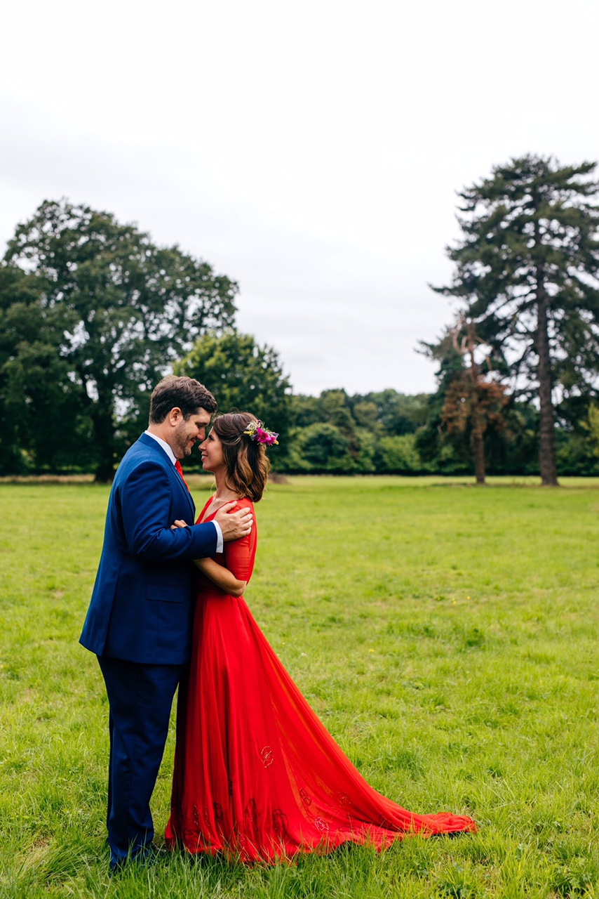 romantic red wedding dress