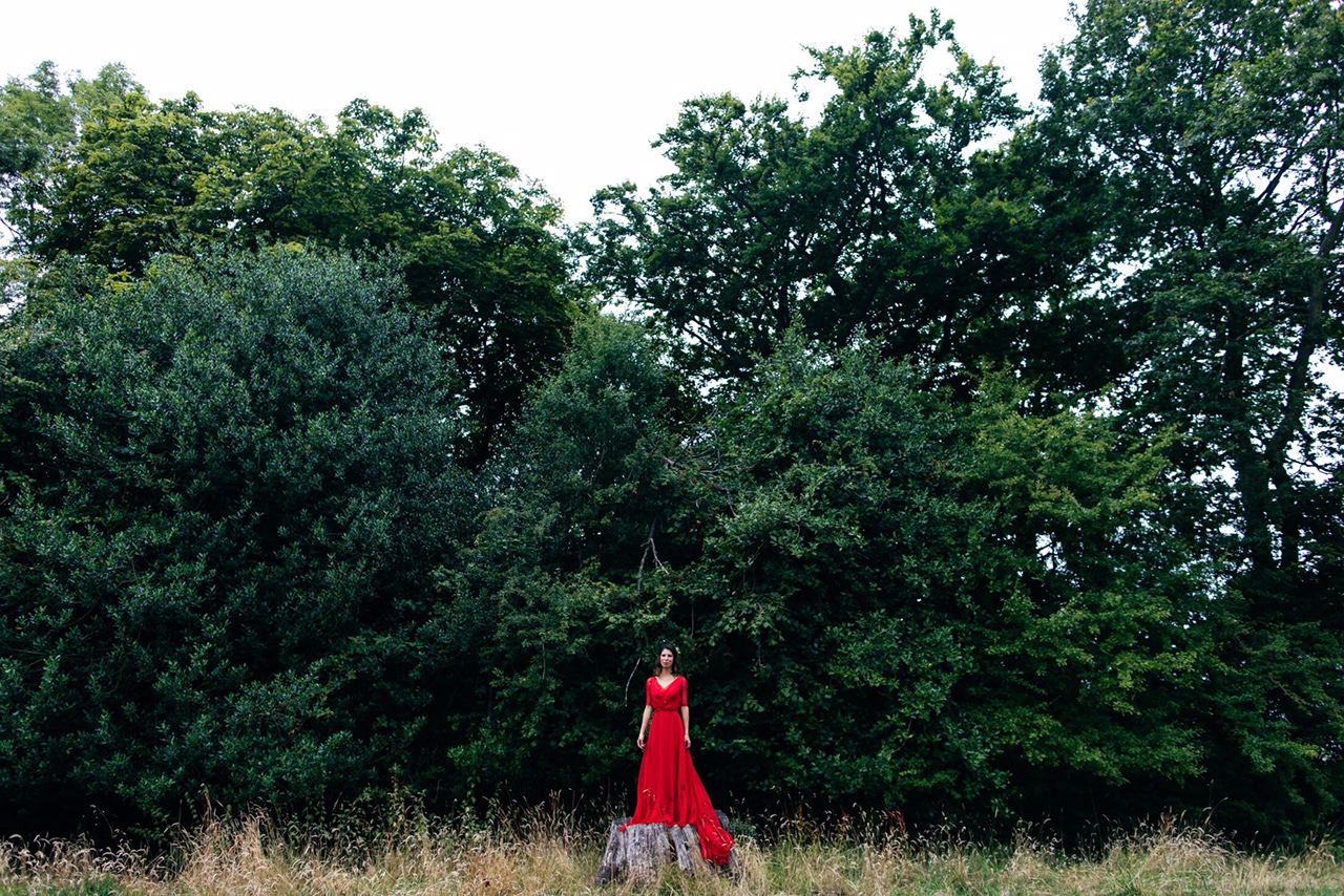 vogue red wedding dress