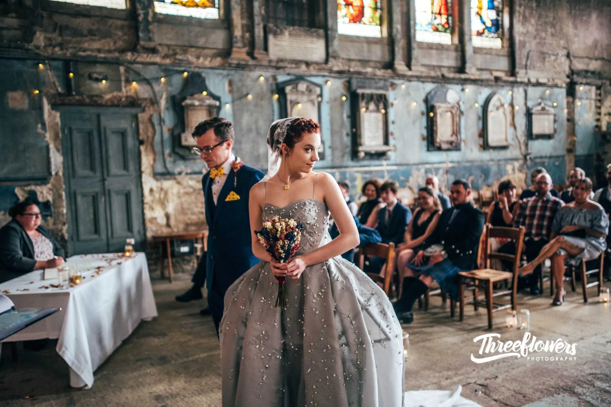 silver grey crystal crinoline wedding dress