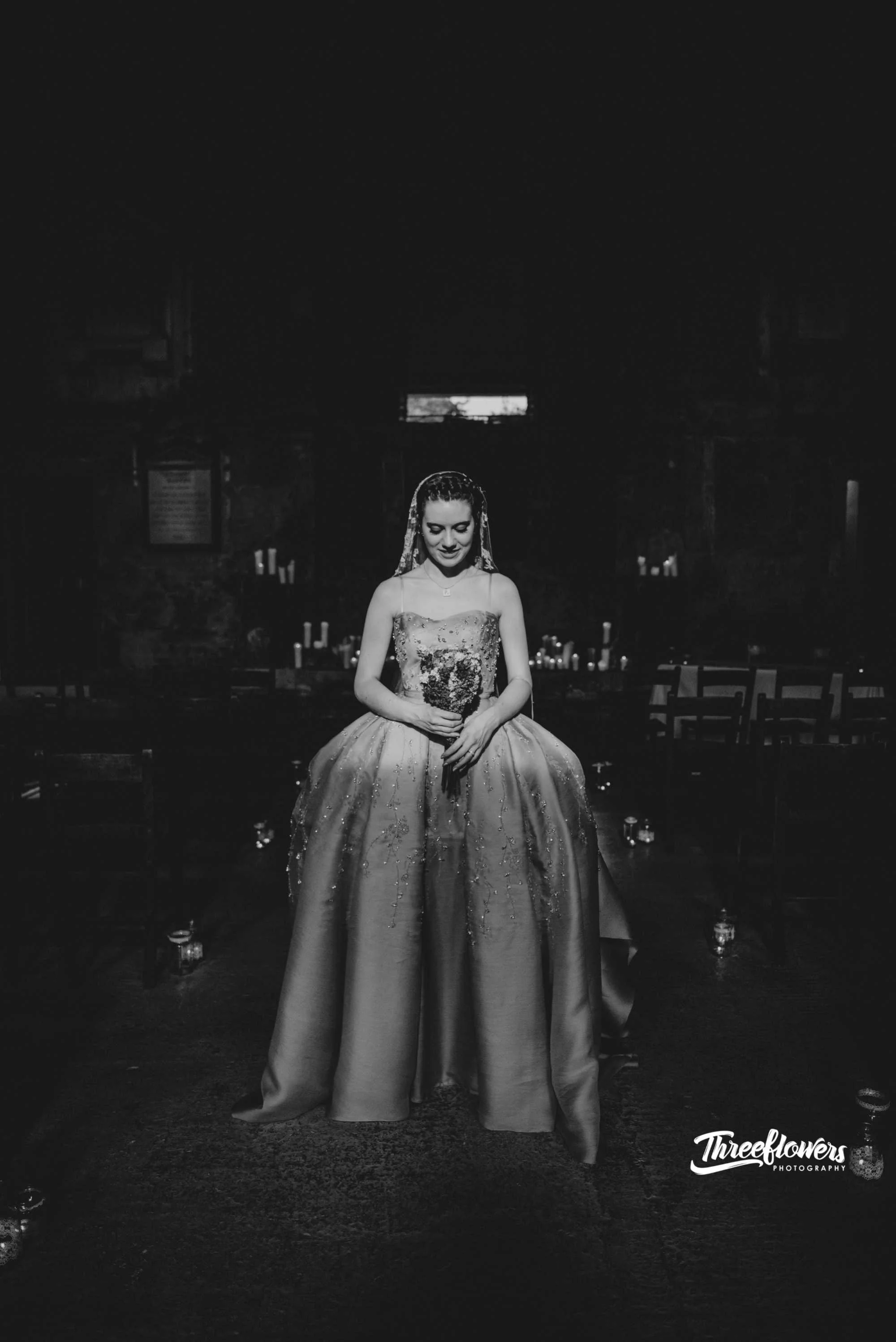 silver grey crystal crinoline pannier wedding dress