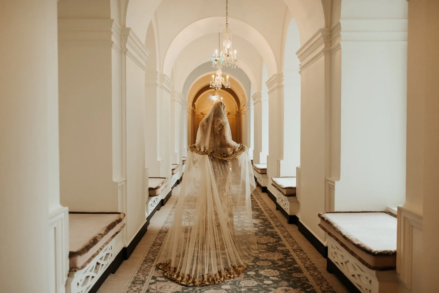 gold lace bridal veil