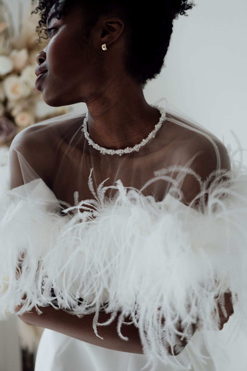 Feather bridal top