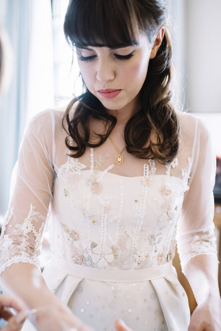 pink floral wedding dress