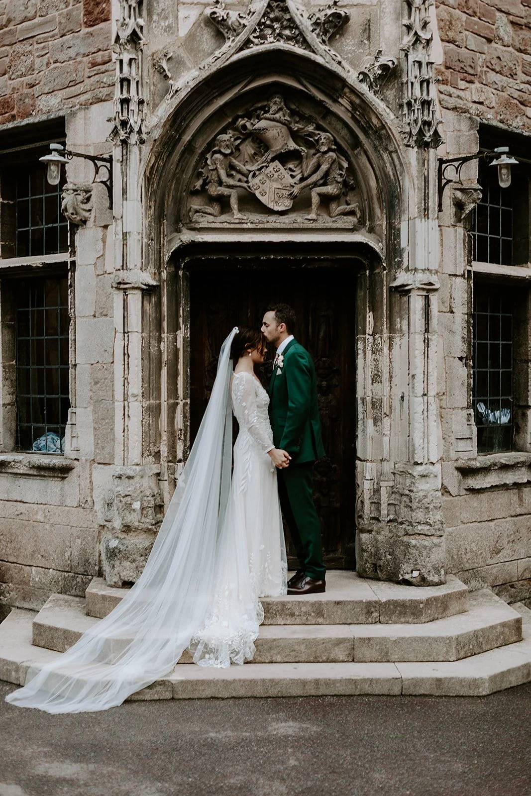 French Floral Embroidered Chiffon Wedding Dress
