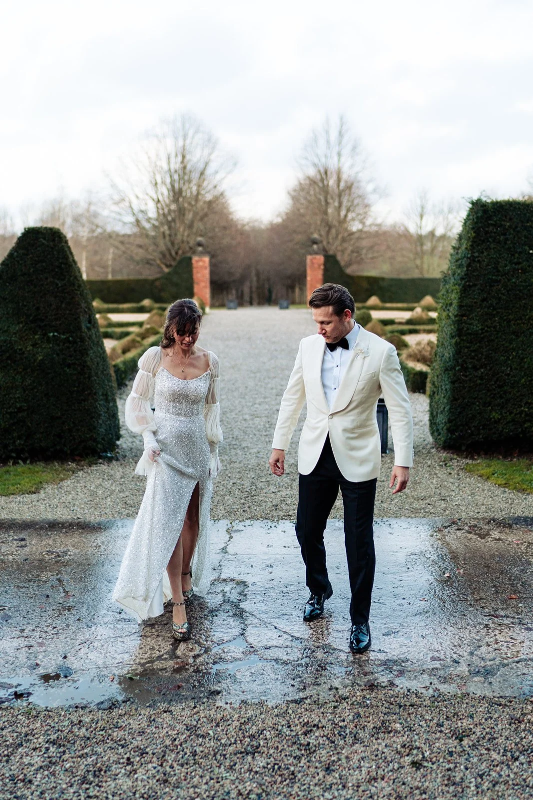 Sparkling bead and sequin wedding dress for a New Years eve wedding
