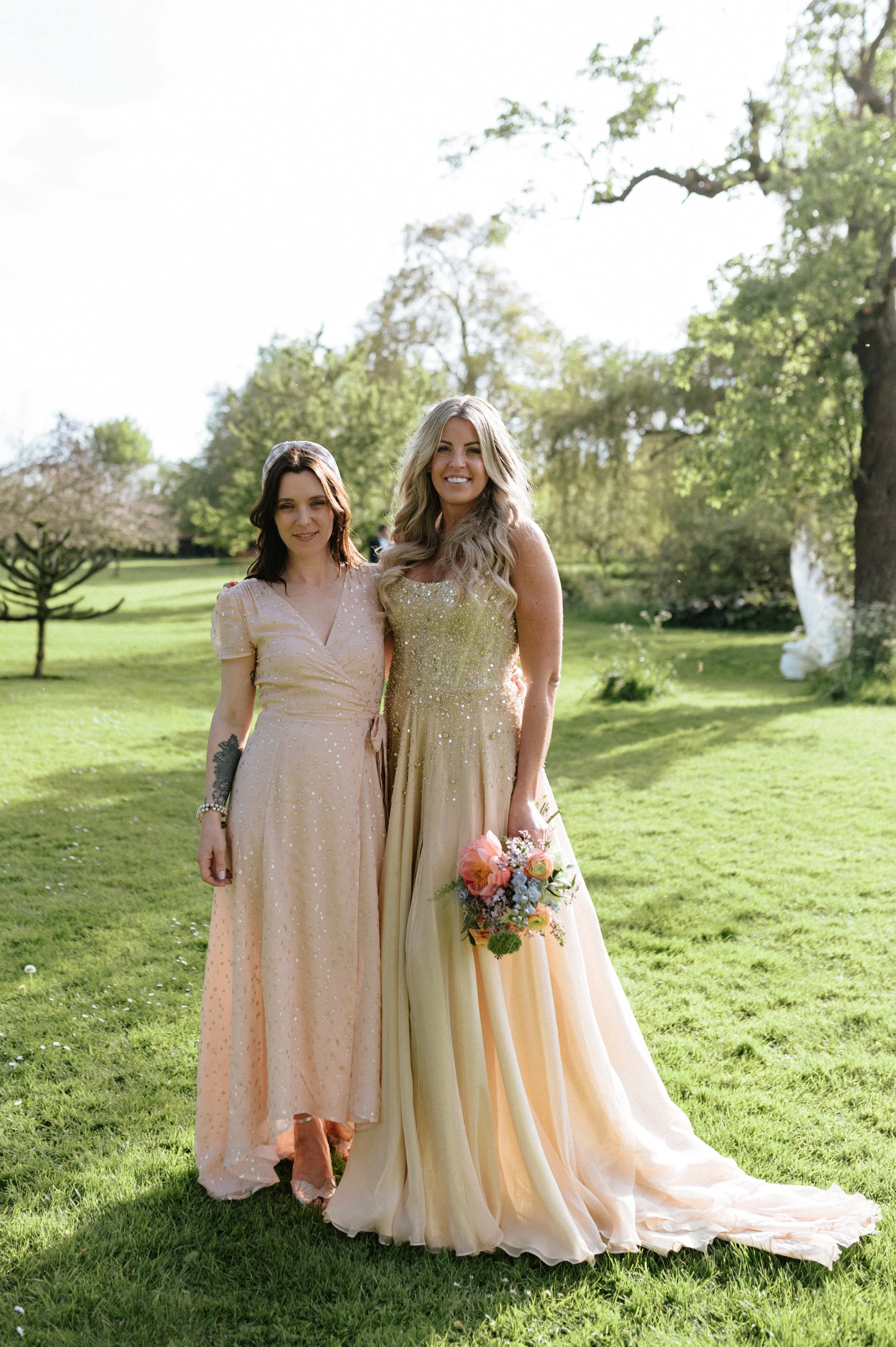 Glittering gold goddess wedding dress