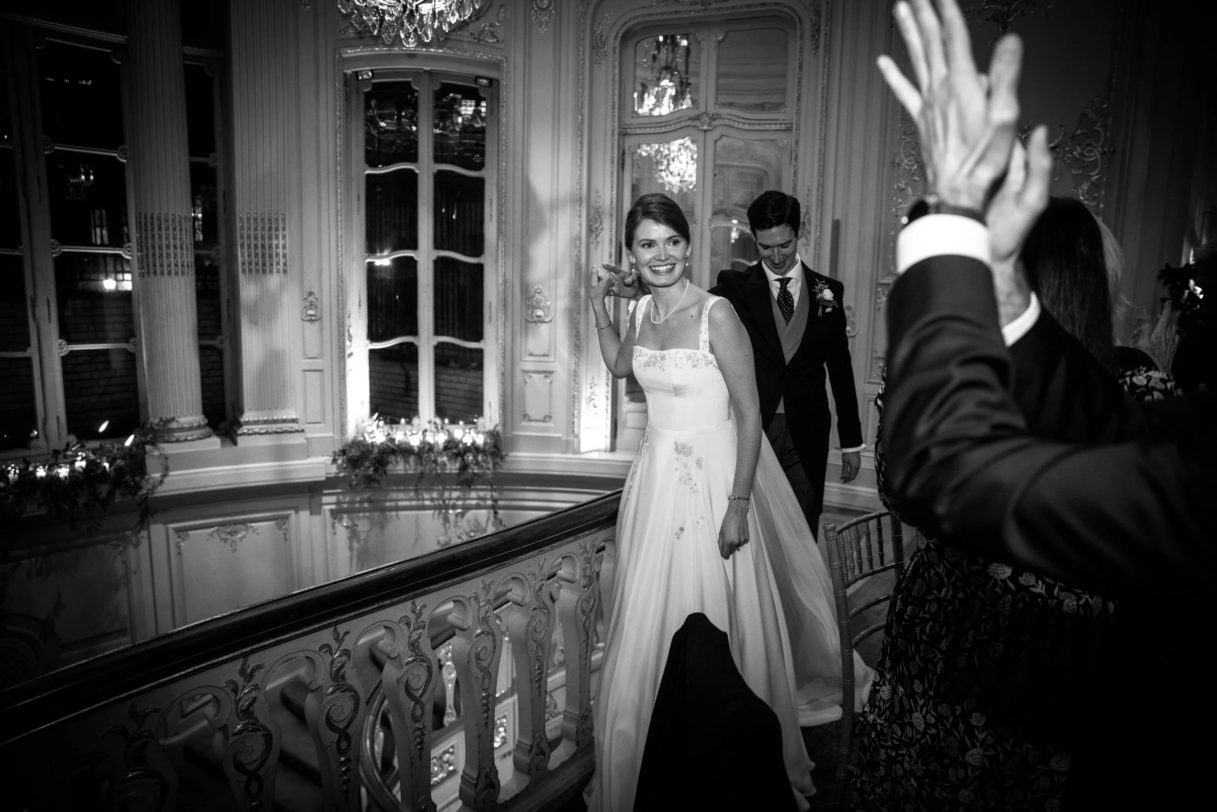 Silk Crepe Wedding Gown  and Jacket Hand-Embroidered with Meissen Inspired design.