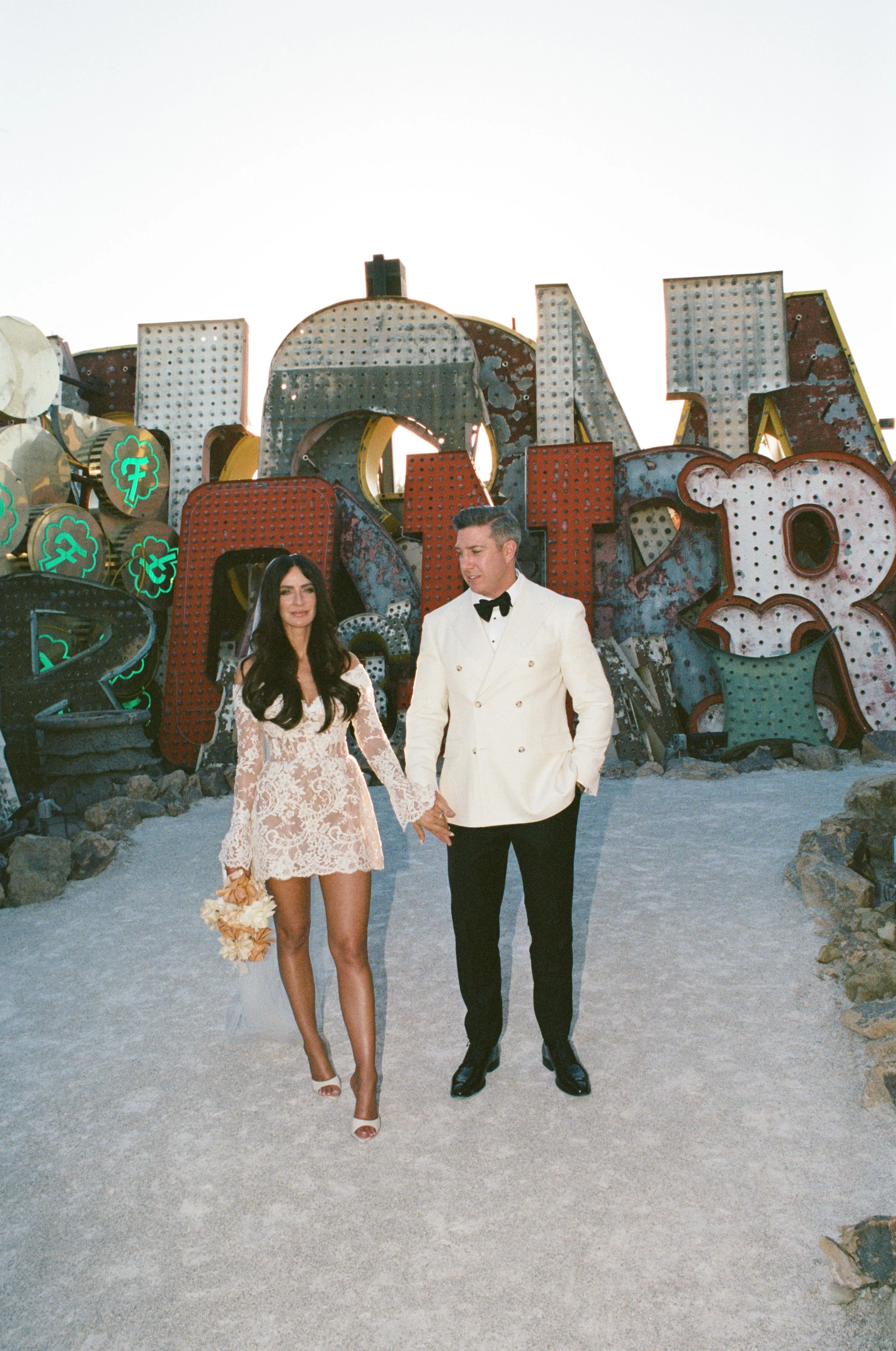 Mini Lace wedding dress for Las Vegas Wedding