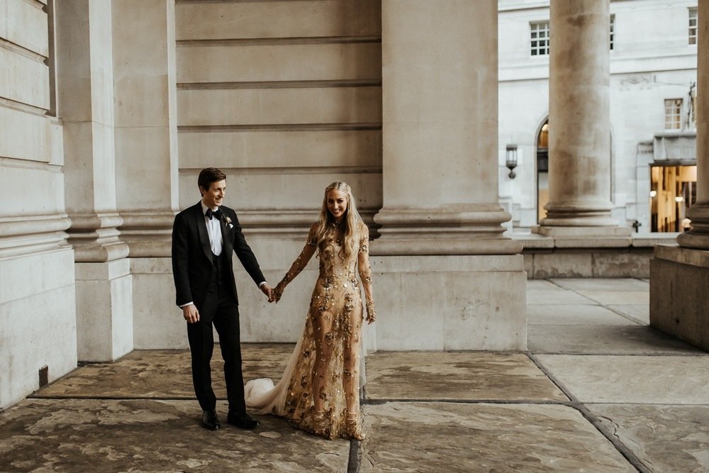 gold sheer bespoke wedding dress