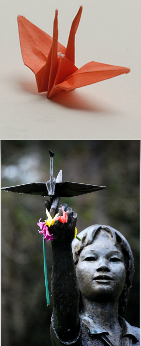 Sadako statue and crane screen shot.png