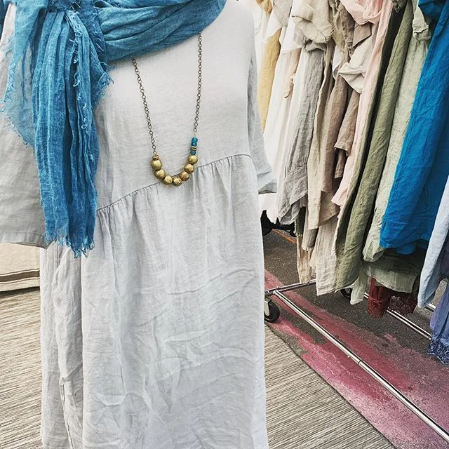 New dress just arrived, love this blue. Let&rsquo;s call it Jackie dress #collection2019 #linenjumper #lin #linendress #washedcolors #lotd #beachwear #slowfashion #organic #linen