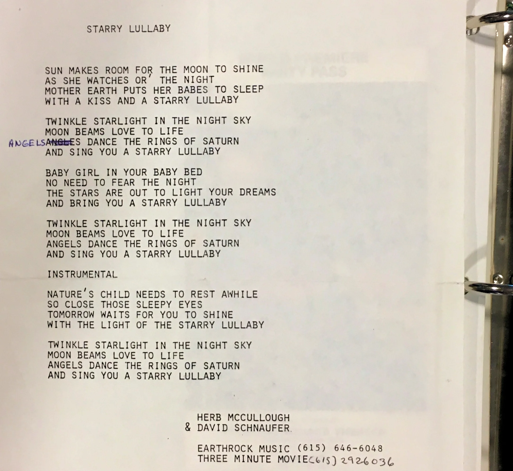 One of David's most lovely original songs, now housed at Vanderbilt's Blair School of Music.