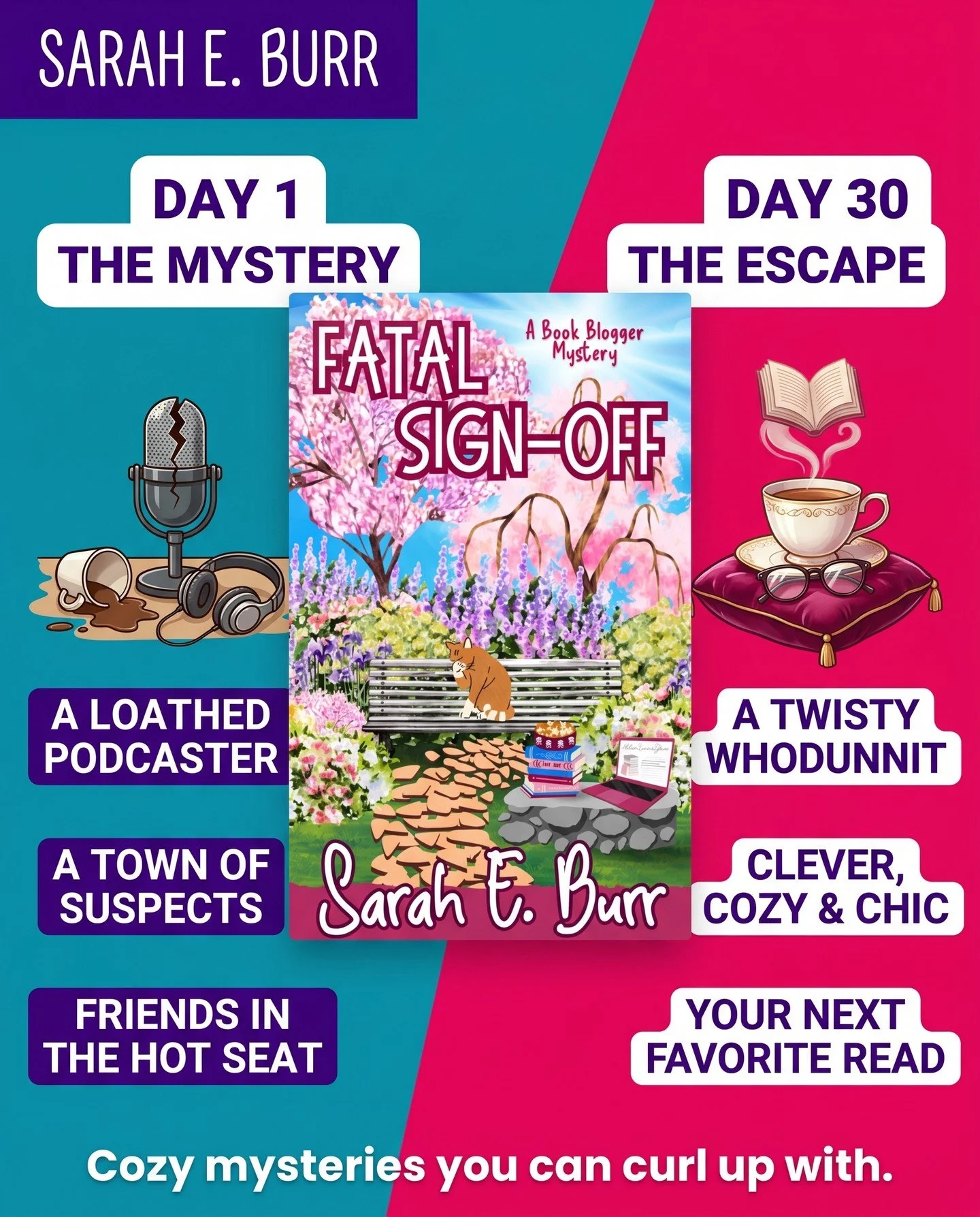 Looking for your next cozy escape? Come visit Copper Bay 📚✨ 

In Fatal Sign-Off, a notoriously disliked podcaster turns up dead, leaving Winnie Lark and her circle of bookish sleuths with a mystery full of suspects, secrets, and surprising twists.

