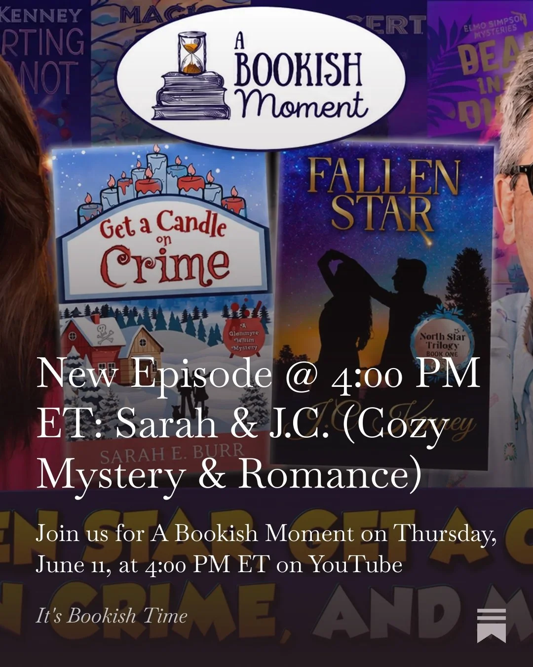 With only a few episodes of our season left, J.C. and I are taking today to catch up with our viewers and share what's been going on in our writing worlds lately. It's always fun when we get to be in the hot seat 😊

Join us at 4 PM ET on YouTube, Tw