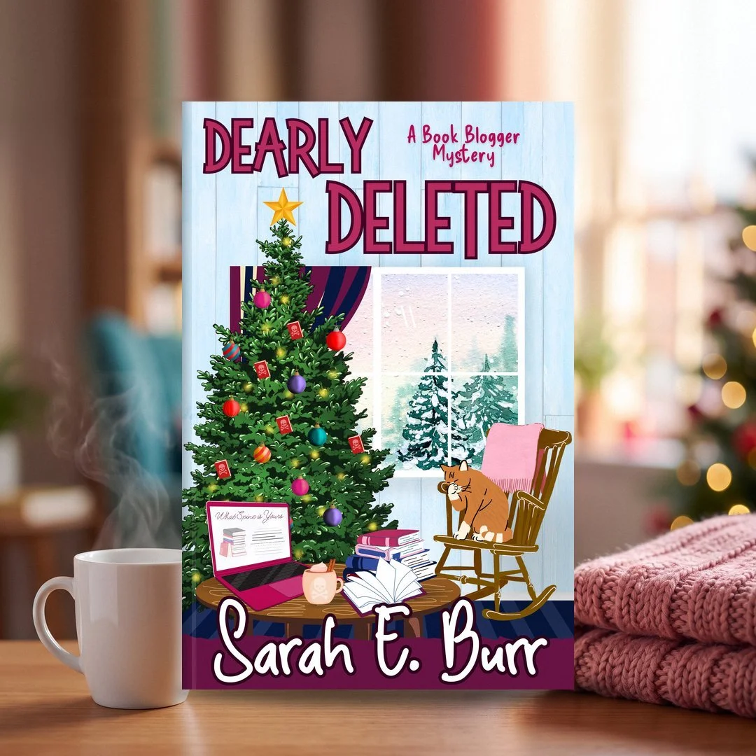 Winnie, Owen, and Bex are about to meet a bestselling mystery author at Timeless Tomes.

DEARLY DELETED opens with Owen building a six-foot tower of Diane Post novels in his bookstore, Winnie hiding behind her anonymous book blogger alias The Wren, a