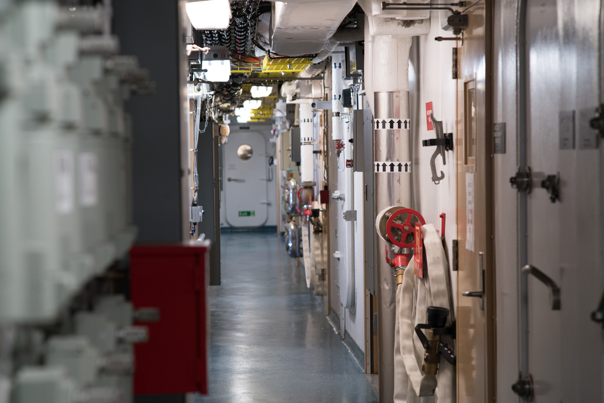 Quiet corridors of the R/V Sikuliaq main deck as we transited north with a skeleton science team. Photo credit: Andrew McDonnell