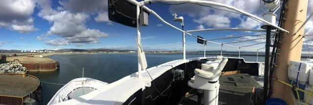 Aboard the R/V Ocean Starr at the dock in Nome. Photo credit: Alicia Flores