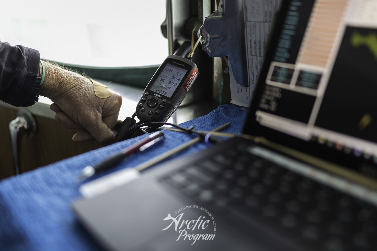 A GPS device connected to the bird sampling software. Photo credit: Brendan Smith/NPRB