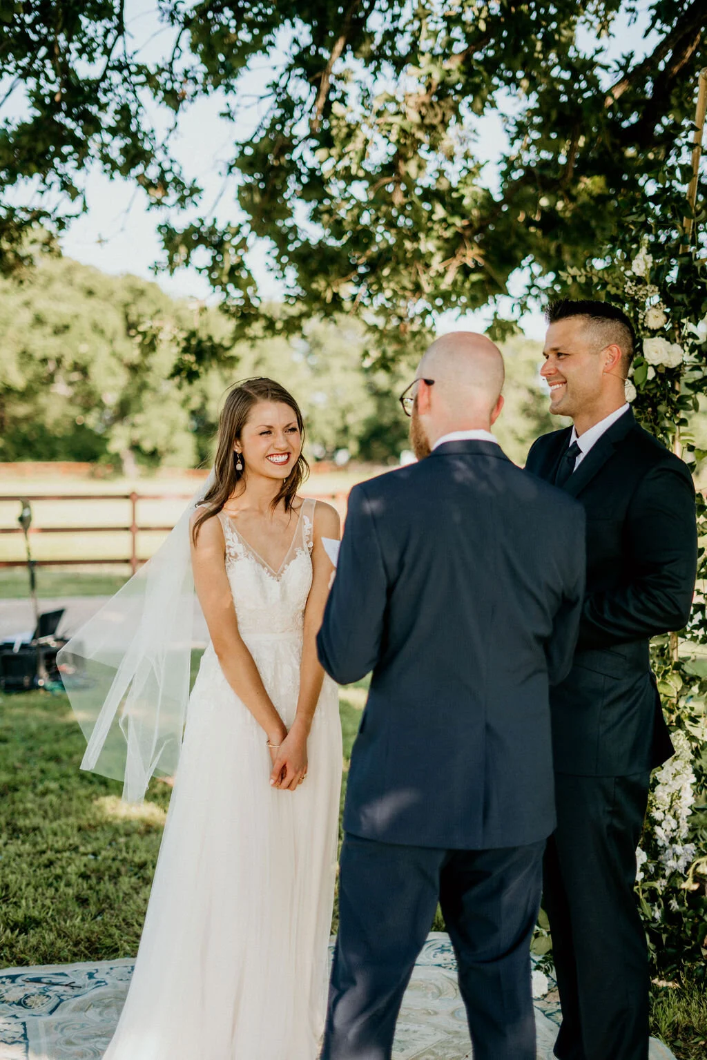 Ranch-Style Micro Wedding Bride and Groom at Altar