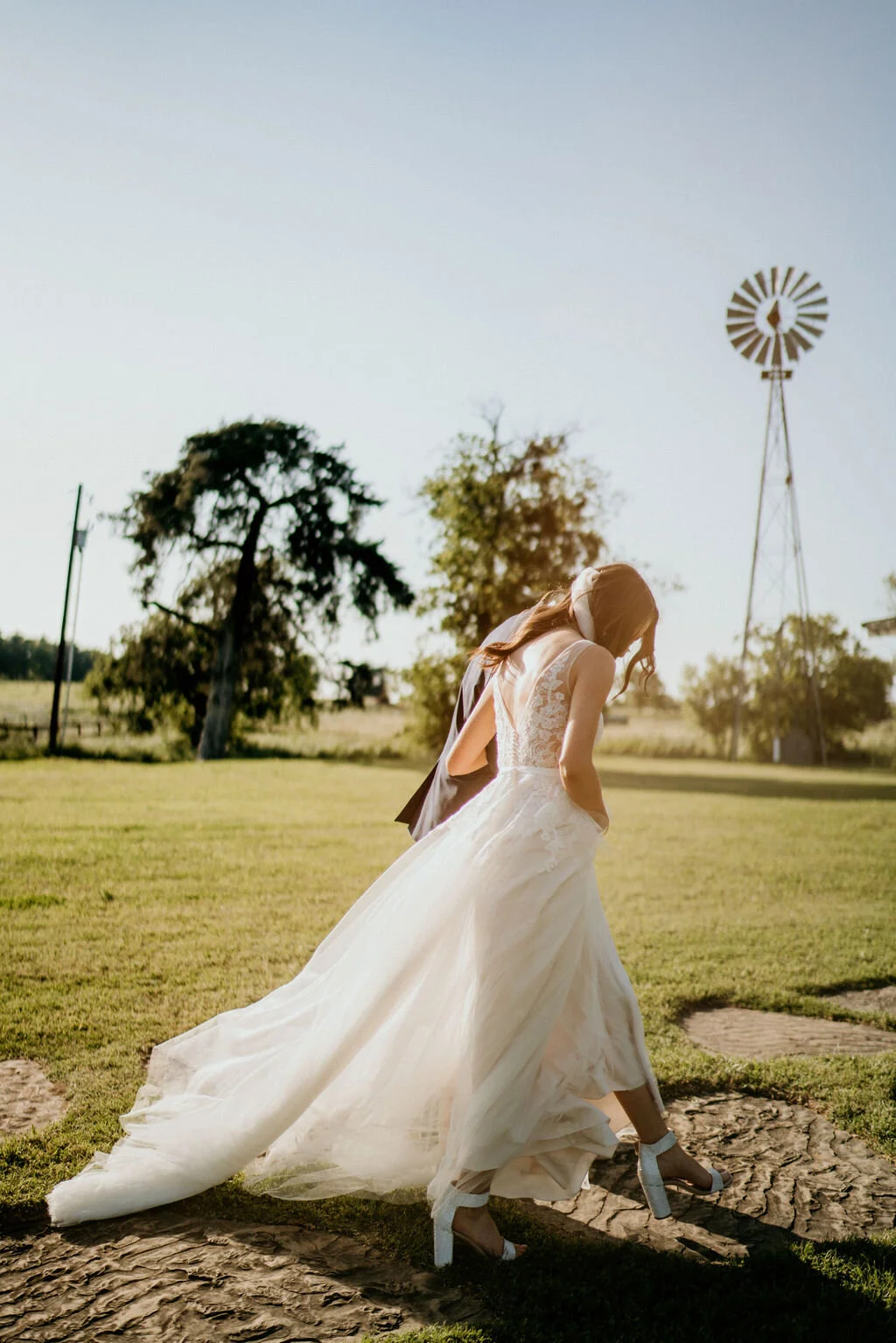 Ranch-Style Micro Wedding Bride and Groom exit