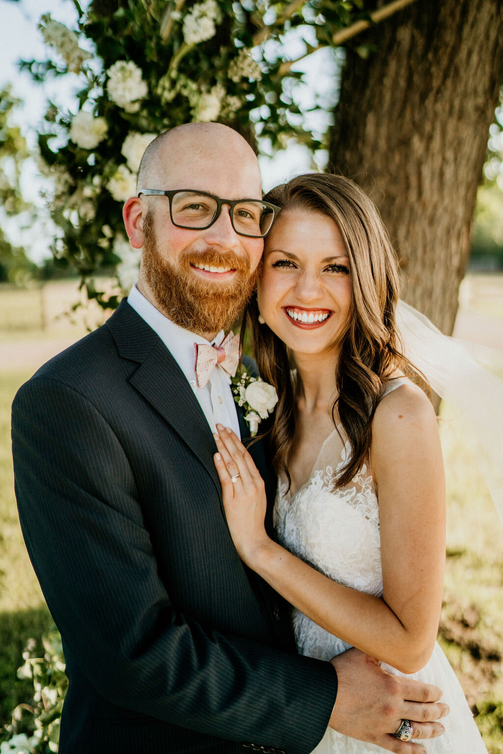 Ranch-Style Micro Wedding Bride and Groom embrace