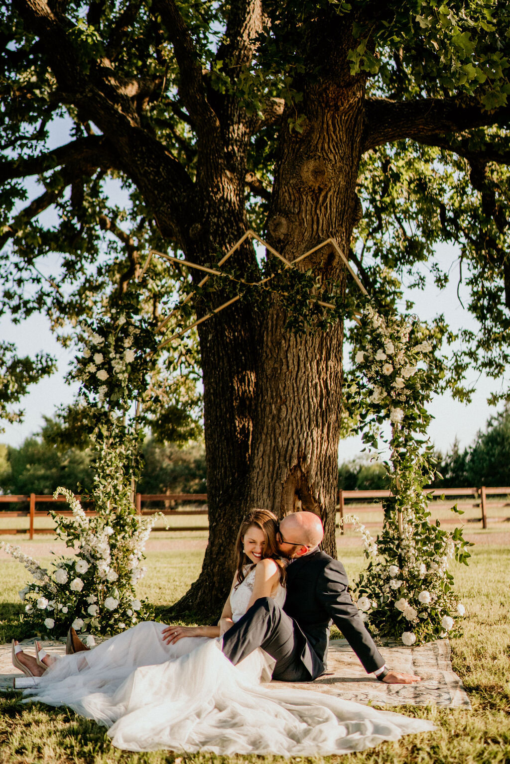 Ranch-Style Micro Wedding bride and groom posing at altar