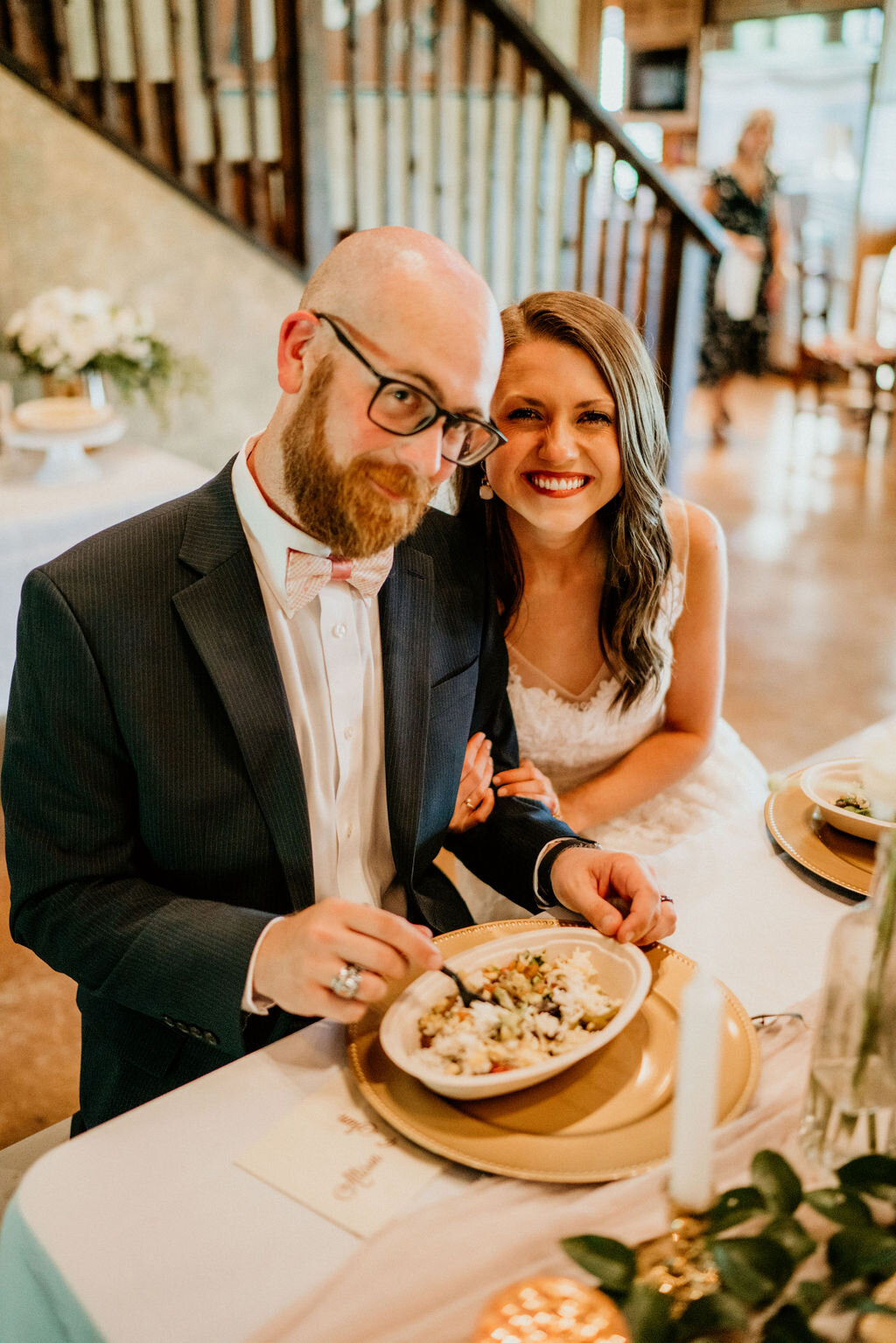 Ranch-Style Micro Wedding Bride and Groom at reception