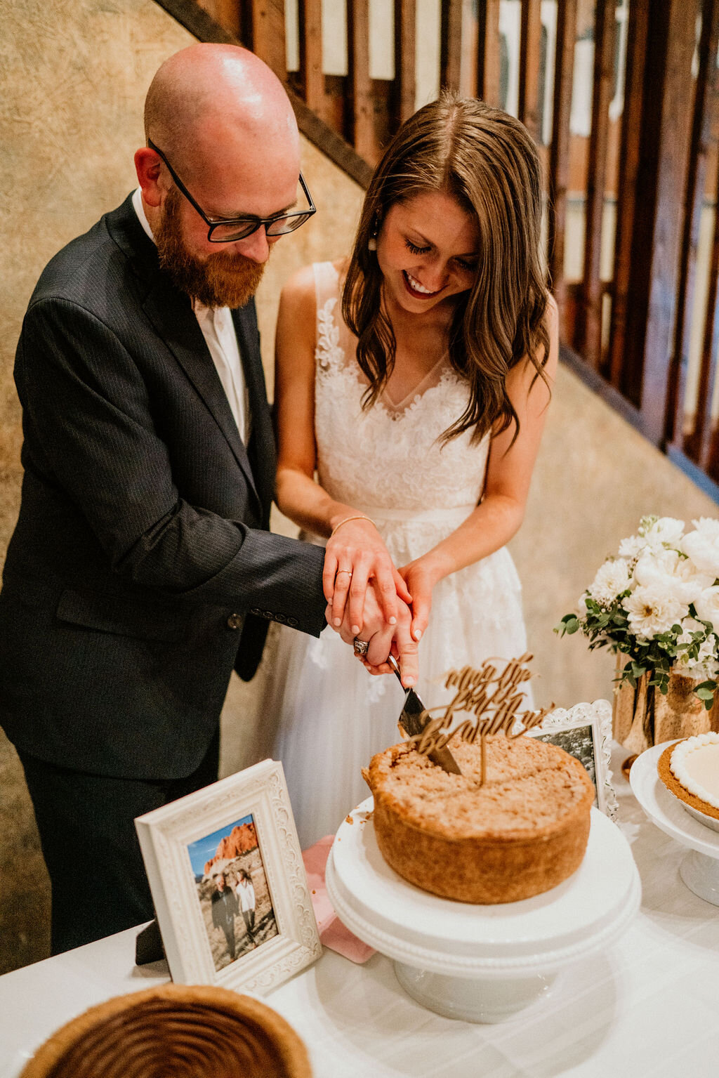 Ranch-Style Micro Wedding cutting the cake