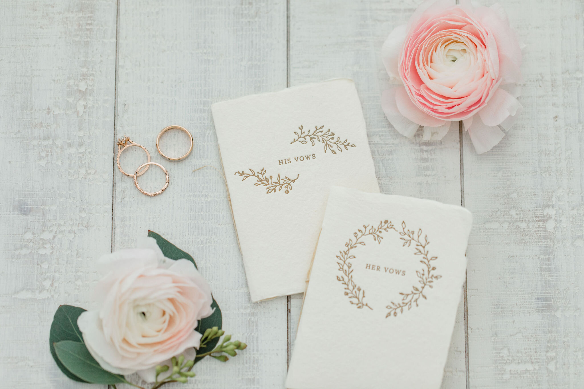 Romantic Micro Wedding wedding rings and vow books