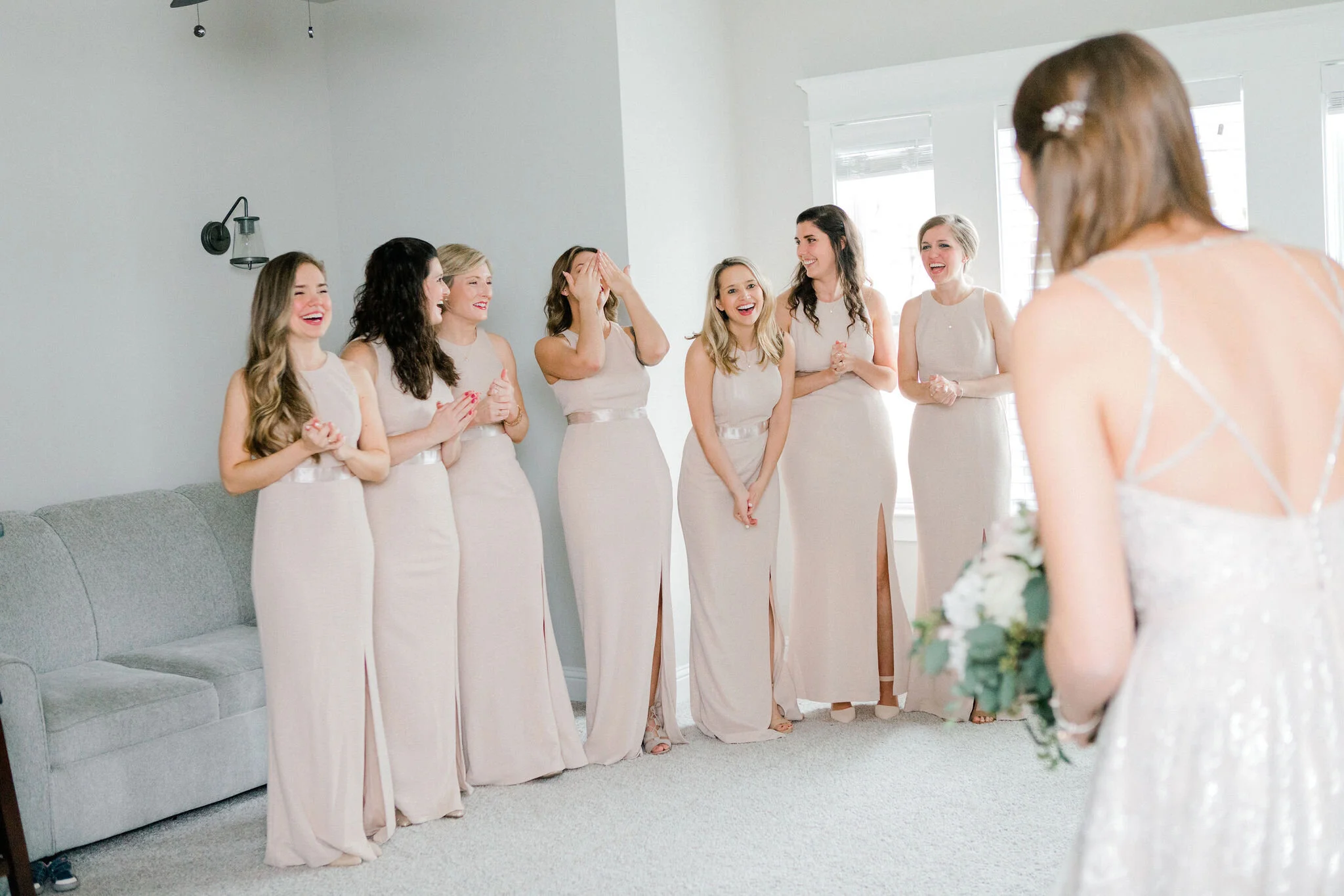 Romantic Micro Wedding Bride with her bridesmaids