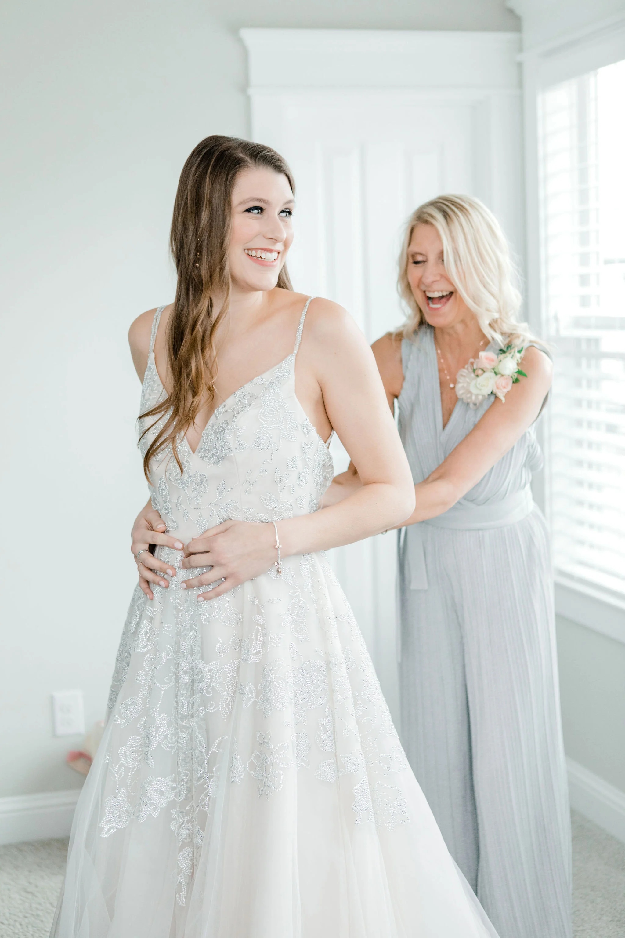 Romantic Micro Wedding Mother-of-the-bride and bride getting ready