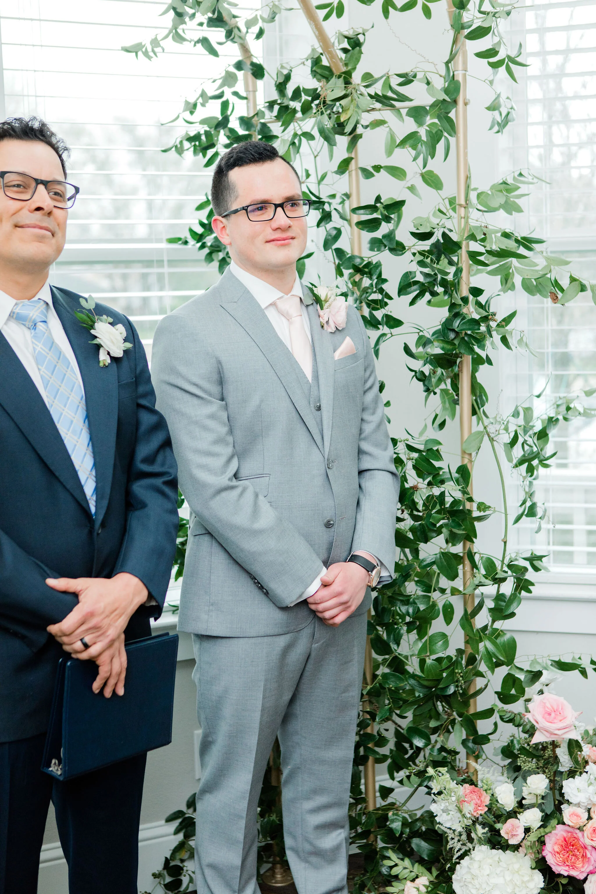 Romantic Micro Wedding Groom at the altar