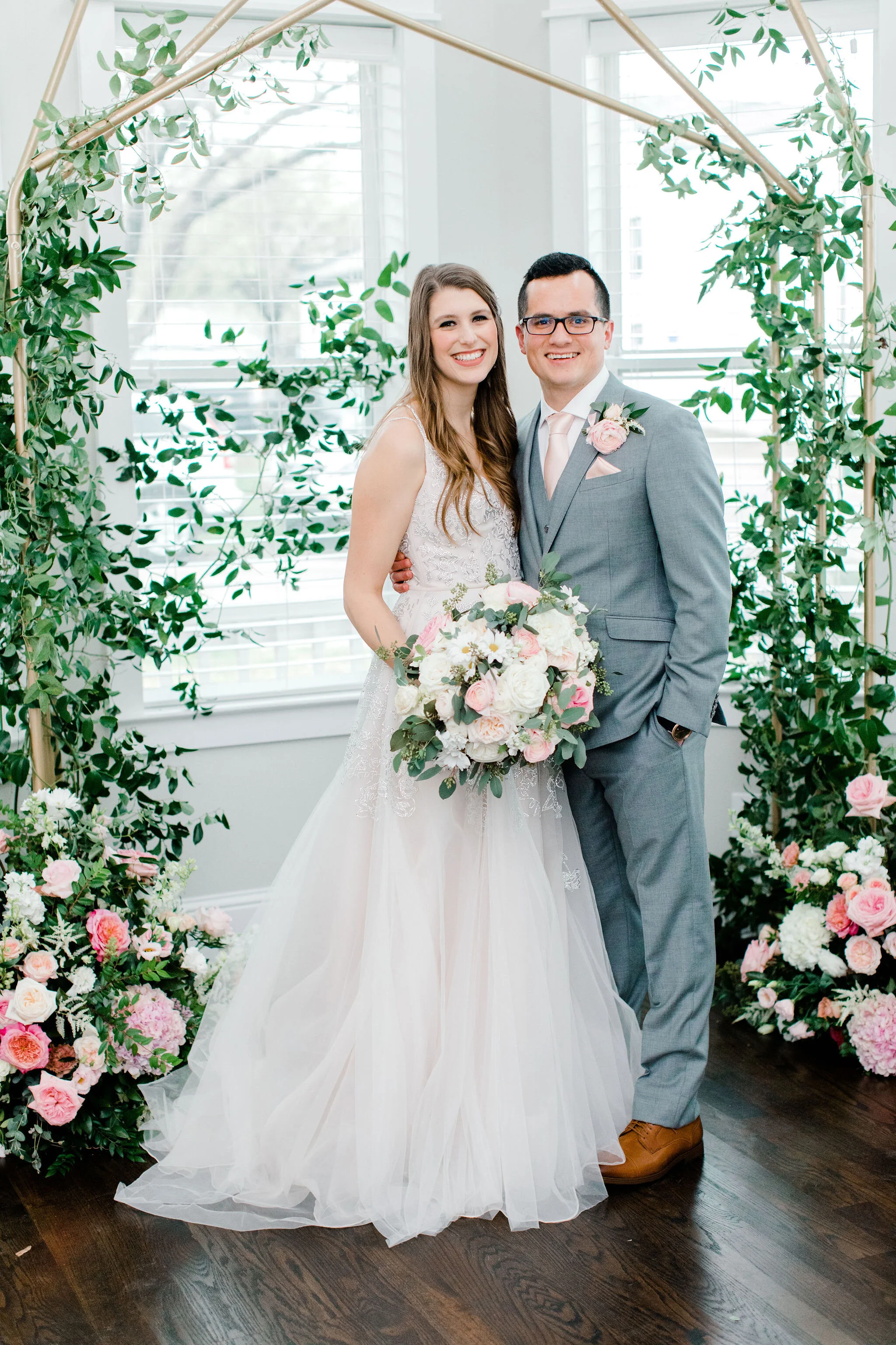 Romantic Micro Wedding Bride and groom portrait at the altar