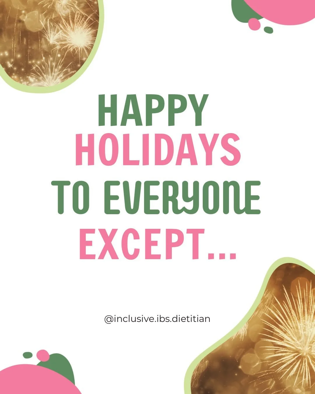 🥳 Happy holidays to everyone except&hellip; those icky influencers promoting toxic wellness and diet culture!

👉🏽 Let me tell you a little story.

😩 When I first met one of my clients, she had tried every &ldquo;quick fix&rdquo; for her IBS sympt
