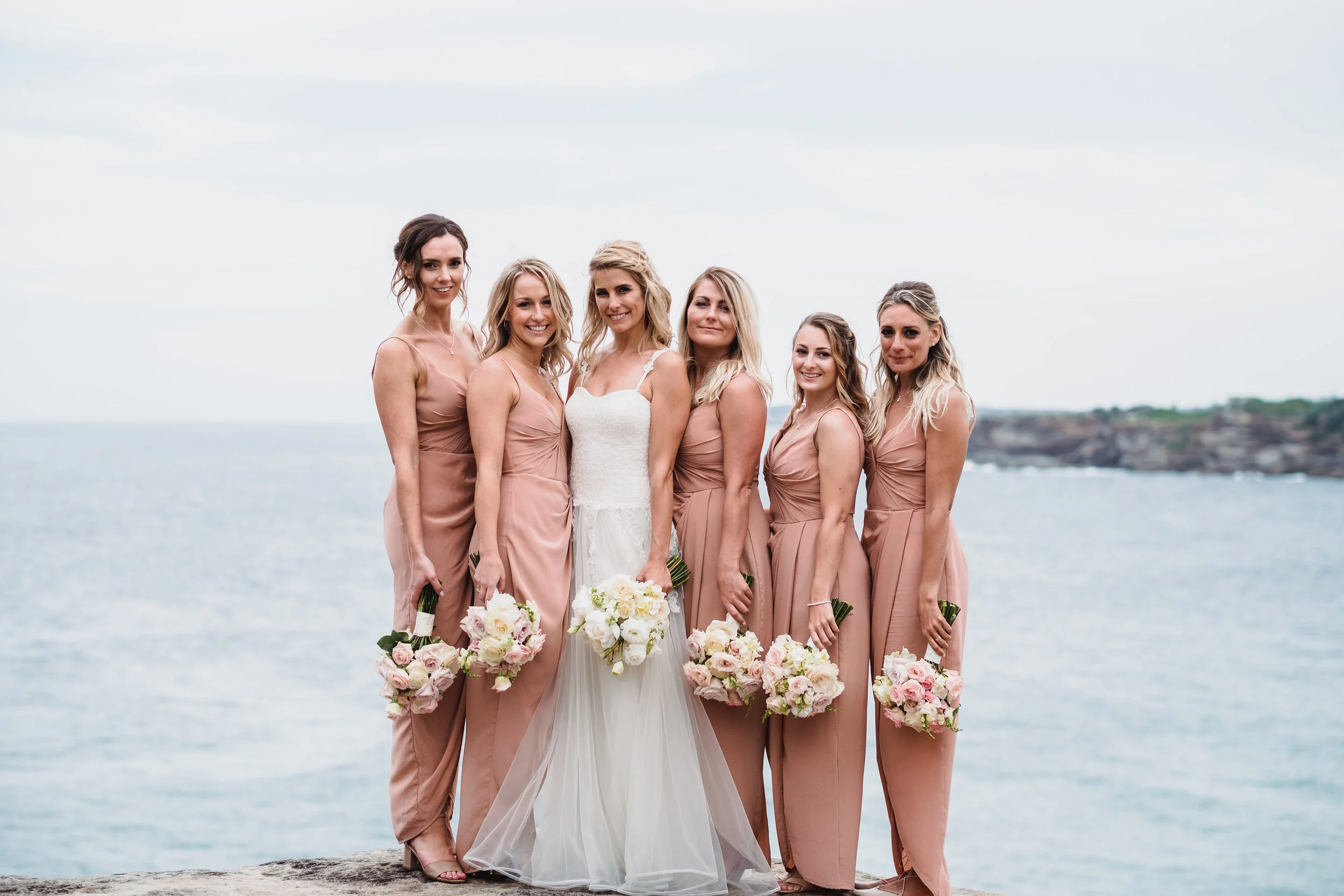 Bridesmaids and bride at Bondi Beach Wedding