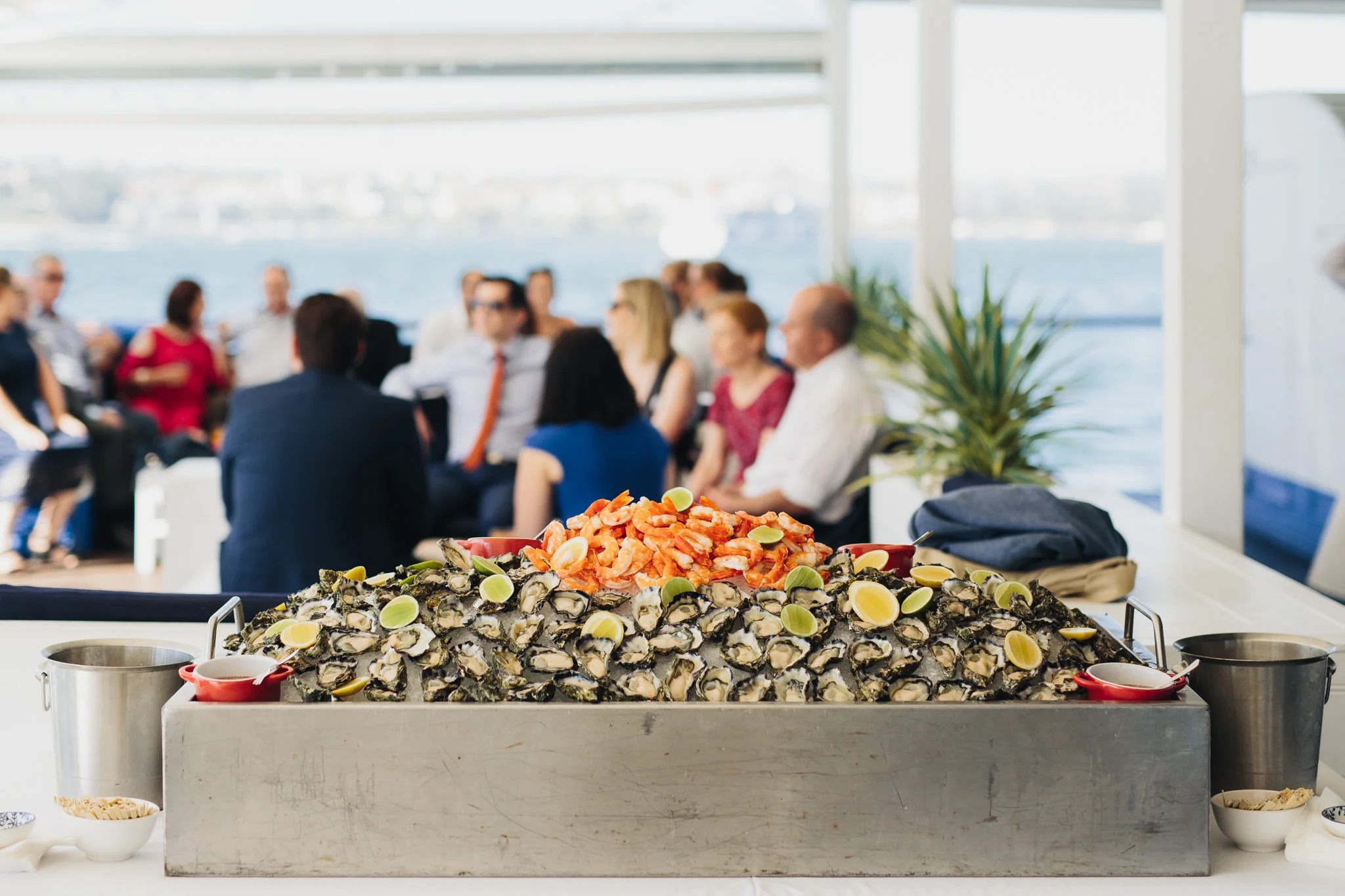 Wedding feast of Oysters and Prawns at The Island Sydney Harbour