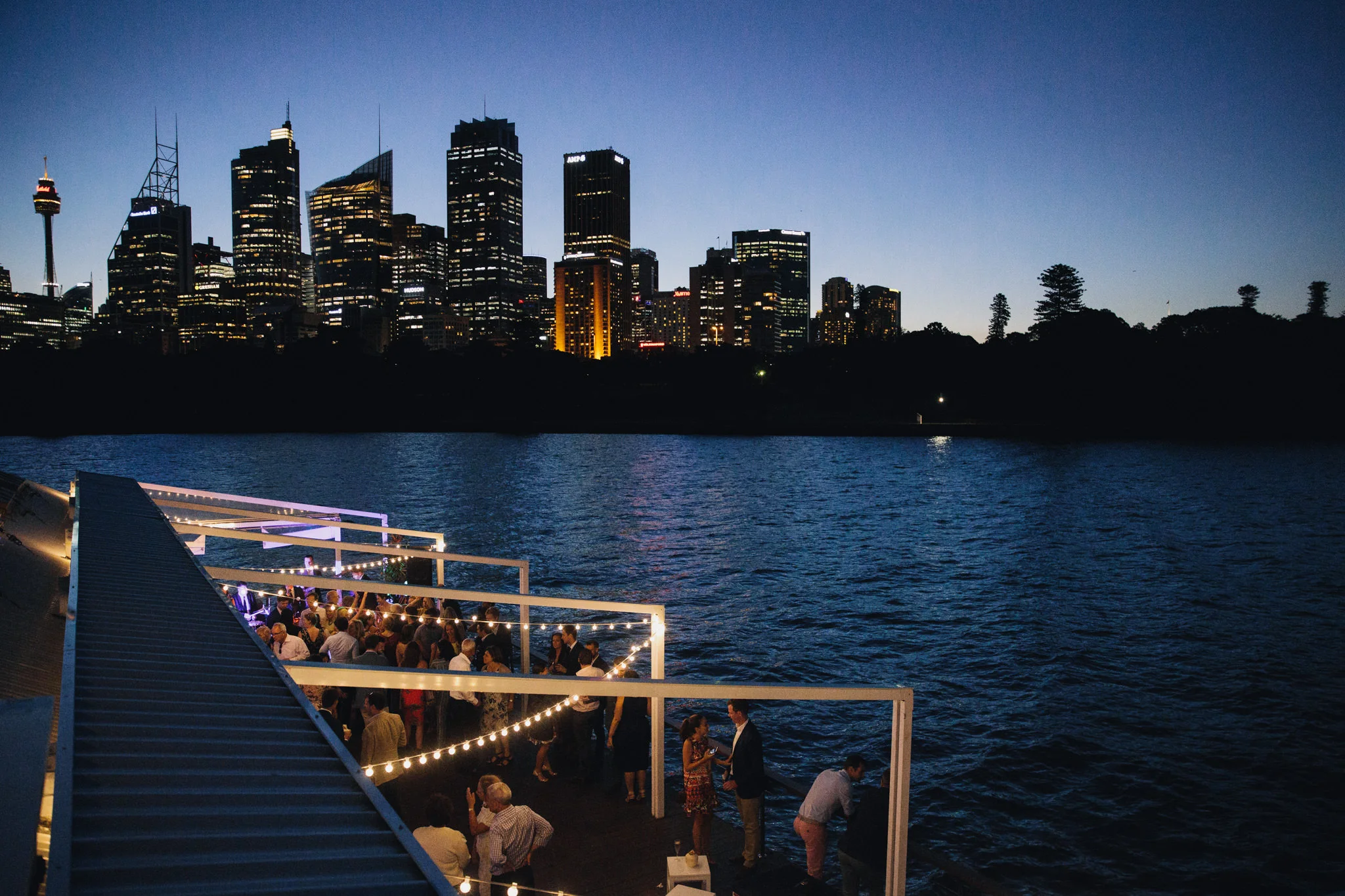 The Island Sydney Harbour at night for a wedding