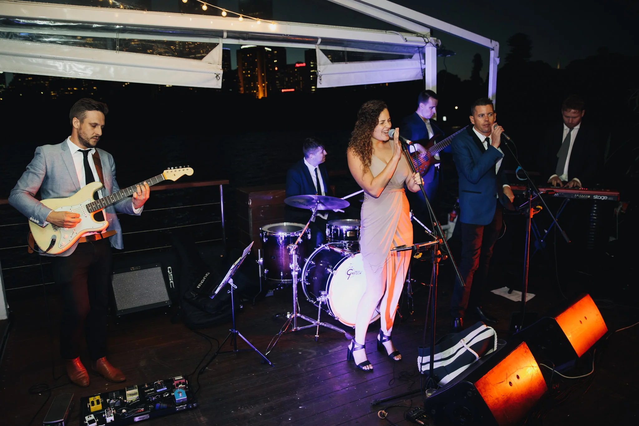 The Ususal Suspects Band playing at a wedding on The Island Sydney Harbour