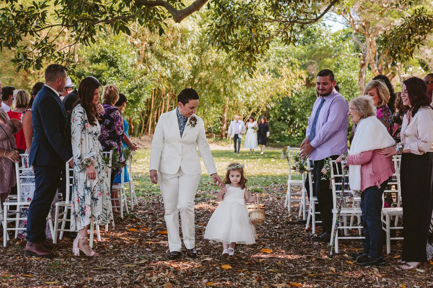 Bride and flower girl, Royal Botanic Garden Sydney wedding