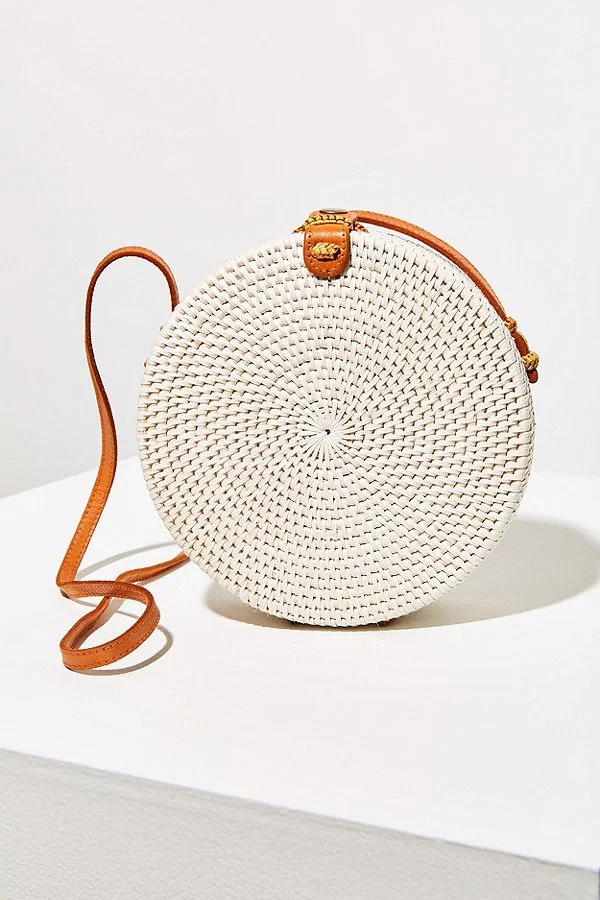 White Round Basket Bag - $59