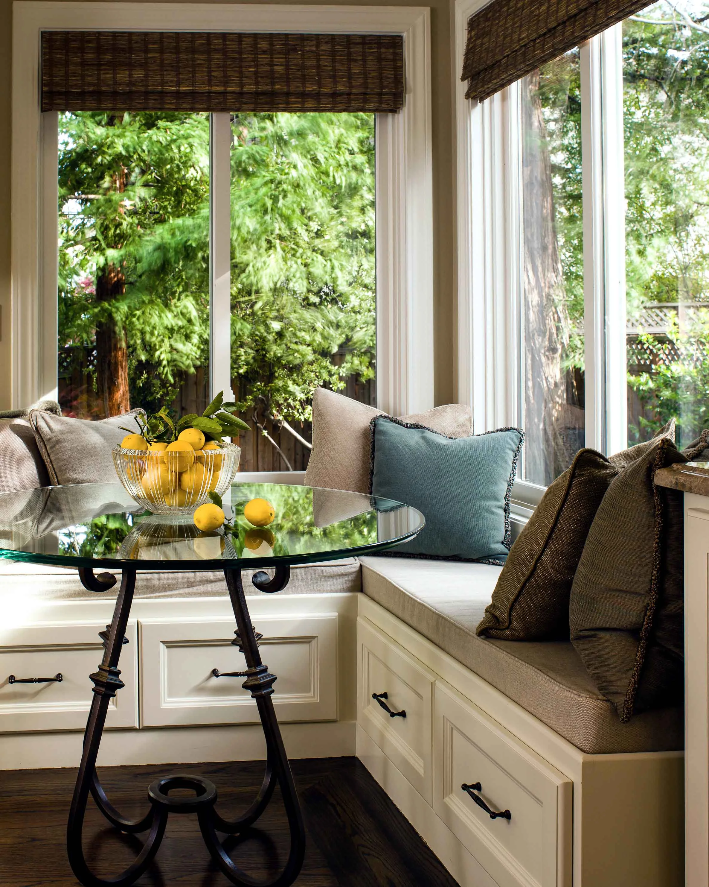 San Mateo sitting room with window seats. Jana Magginetti Interior Design