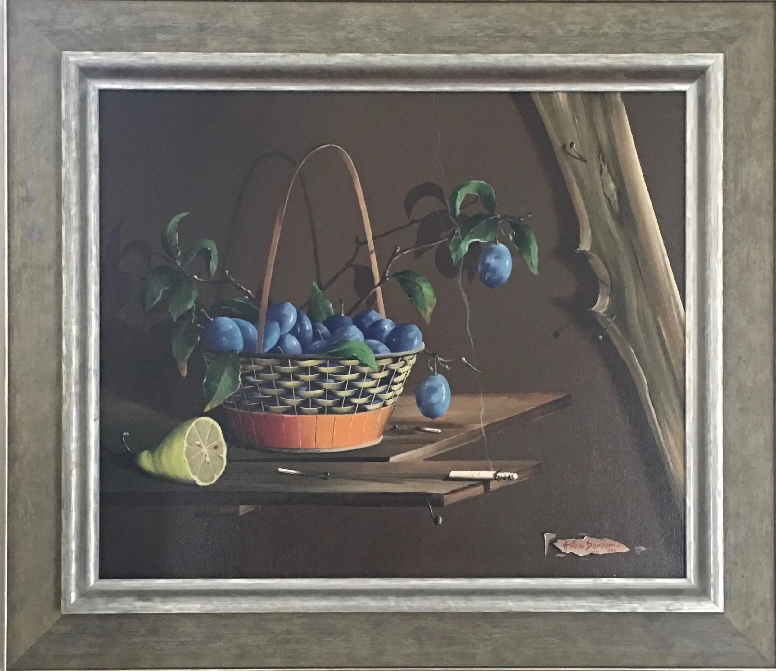 This photo realistic piece came to life with the two toned silver frame.